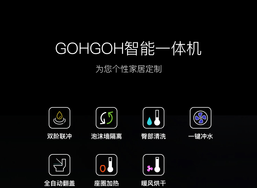 GOHGOH家用卫生间智能陶瓷坐便器 即热式感应马桶 一体式座便节水防臭马桶BL-ZC91